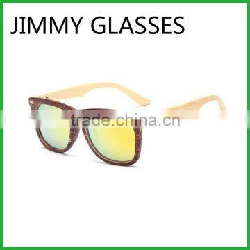 JMP642 Yellow Mirror Revo Polarized Lens Fashion Sunglasses Fake Wood