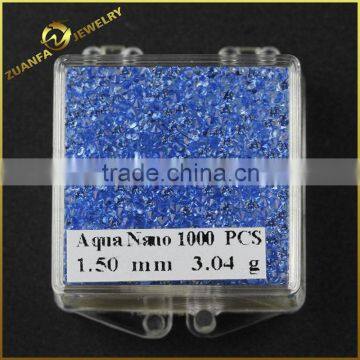 machine cut 1.5mm nano aquamarineheat resistant gemstones wholesale china