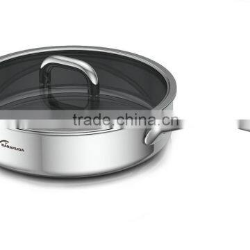 cooking pot with long handle&glass lid