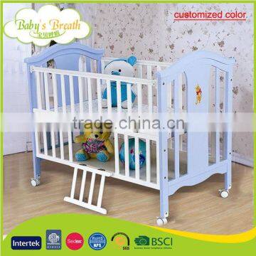 WBC-05A customized color safe bamboo baby wooden convertible crib dimensions