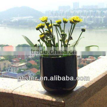 two layer Small black colour glass flower pot