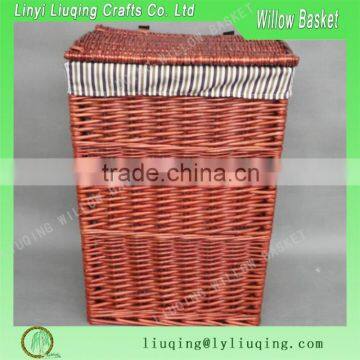 European style Natural Willow Laundry Basket with red color