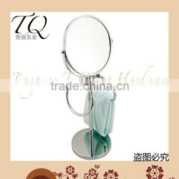 Free Standing Two Sided Cosmetic Mirror with Towel Rack