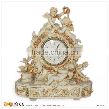 Wholesale Resin Angels Baroque Antique Desktop Clock