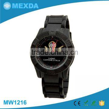 Hot sell unisex black silicone band japan movement quartz watch