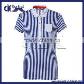 women's short sleeve vertical striped polo tee shirt