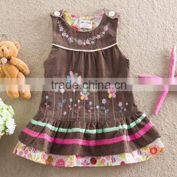 (9016#BROWN) 18M-6Y Children wear cotton baby girls corduroy girl dress