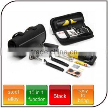 15 in1 functions stainless Alloy professional bike tool bicycle repair tool set for tyre repair inflator