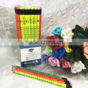 Standard Size Round Shape Soft Wood 72pcs Neon Body Heat Rolling HB Pencil With Eraser photo-3