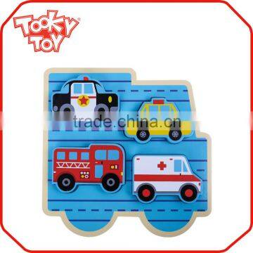 Educational Small Vehicle set Model Block Wholesale Wooden Puzzle Box