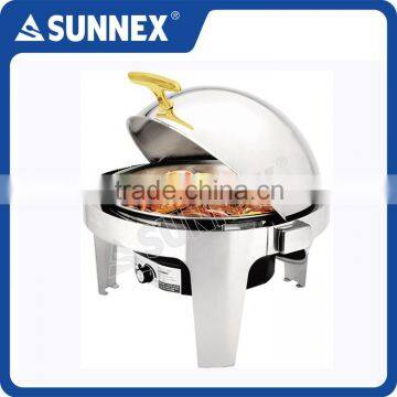 SUNNEX Stainless Steel Round Roll Top Electric Chafing Dish Set