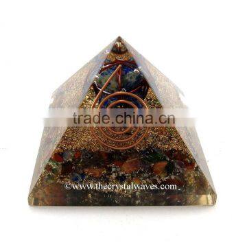 Chakra Orgone Pyramids With Copper Wrapped Lapis Lazuli Merkaba