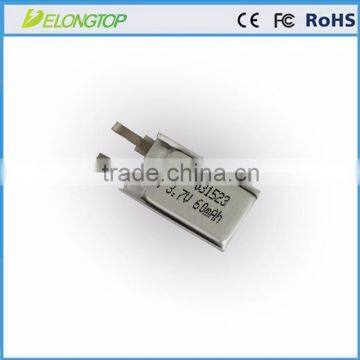 031523 lithium ion polymer 60mah rechargeable li-polymer battery 3.7v