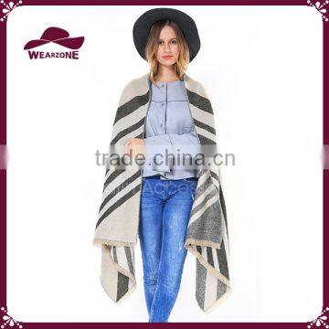 Fashion Lady End Stripe Fringe Scarf Shawl