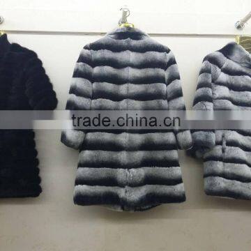 Lady's Rex Rabbit Jacket / Sex White Real Rex Rabbit Fur Coat