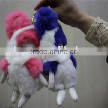 Genuine Rex Rabbit Fur Keychain for Lady car keychain accesories