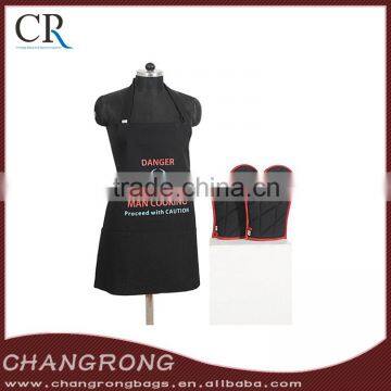 custom heavy duty graphic screen print cooking apron with oven mitt set