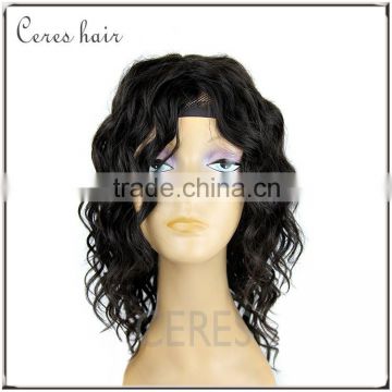 mid length 100% natural virign human hair jewish wig kosher wig natural black color natural super wave wig