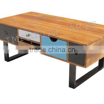 Wooden Coffee Table With Drawers