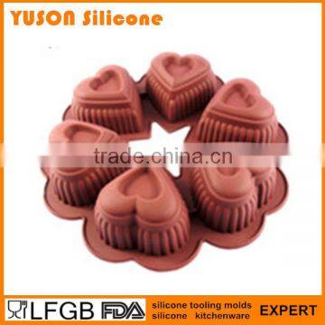 Heart shape Non stick tasteless Silicone Rubber bakeware for Valentine's Day