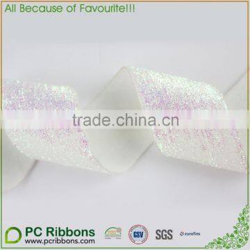 25mm White Metallic Velvet Ribbon Glitter Ribbon Wholesale photo-2