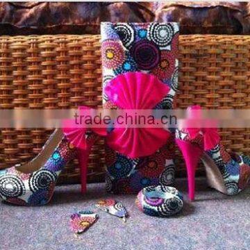 Ankara Shoes Match Bag/wax shoes and bags /fashion lady Print high heels shoes of 2015