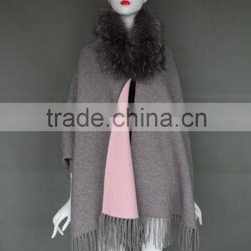 2016 Fashion Ladies Shawl Real Fur Collar With Tassel