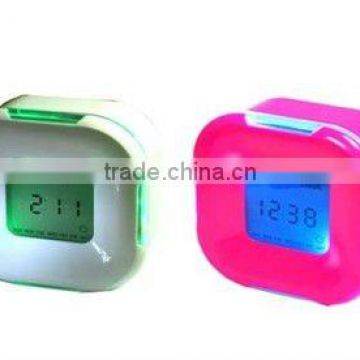 color change four way clock and multifunction lcd calendar temperature clock