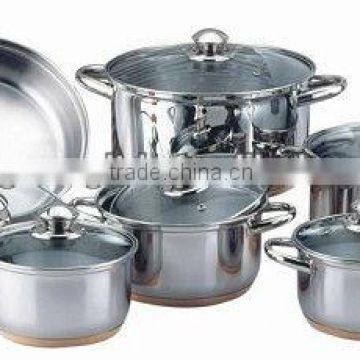 12 pcs Stainless Steel cookware set with glass lid