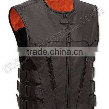 Gents Black Cow Leather Vests