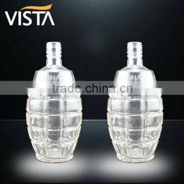 Bomb shape glass bottle with custom logo emboss