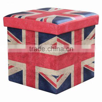 UK Style Printing colorful foldable storage ottoman