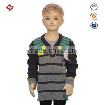 2016 Plain stripes 100%Cotton Long Sleeve Children Sweater