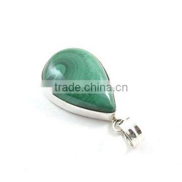 Malachite pendant 925 silver jewellery wholesale Indian semi precious jewelry