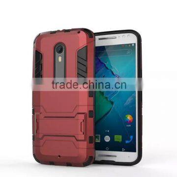 2 In 1 Hot Selling Iron-Bear Stand Rugged Hybrid Cover Case For Motorola Moto X Style