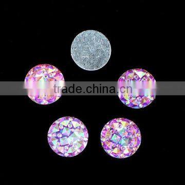 China factory rose AB lt siam AB white AB orange AB round with dot resin rhinestone