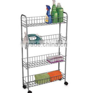 Kitchen Laundry 4 Tiers Chrome Metal Rolling Cart