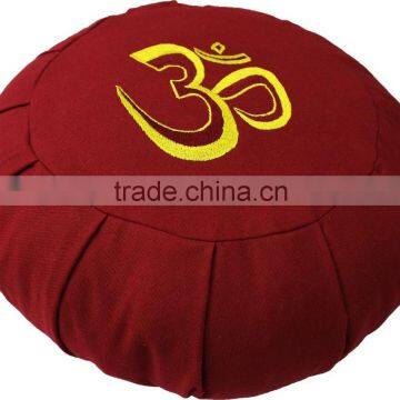 OHM Embroidered meditation cushion: Round pleated