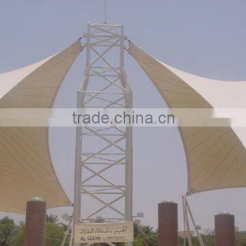 China supplier wind resistant PVC coated tensile fabric architecture awning in AL Ain Town Center UAE