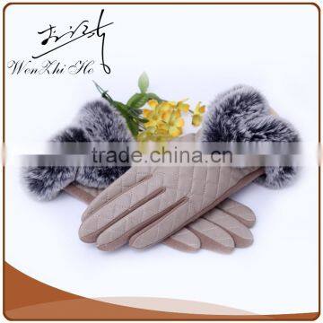 2016 Fashion Safety Winter Gloves Cycling Leather Glove With Fur