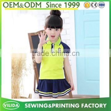 High Quality Kindergarten Uniform New Designs Primary School Uniform Polo Shirt and Shorts or Skirt photo-2