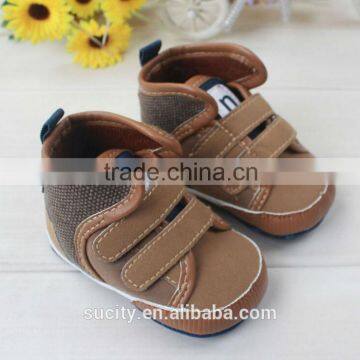 classic cute fabric upper infant shoes with hook and loop
