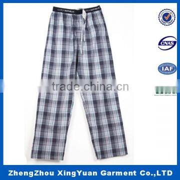 2015 High Quality Comfortable Plain Cheap 100%cotton Check Lounge Wear Men's Sleepwear Pants