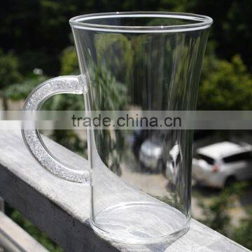 Heat-resistant borosilicate glass coffee cup personalized customed coffee mug or tea cup set with crystals filled in the handle