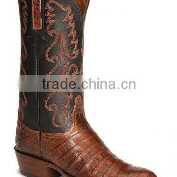 Black Brown Cowgirl&cowboy Genuine Leather Western Caiman Ultra Belly Boots Wholesale photo-2
