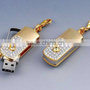 360 degrees swivel usb flash drive, gold plated jewelry usb flash memory