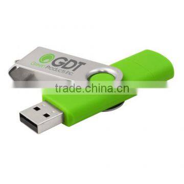 hot selling OTG usb flash drive, plastic and metal metal swivel usb 2.0 mobile phone usb flash drive