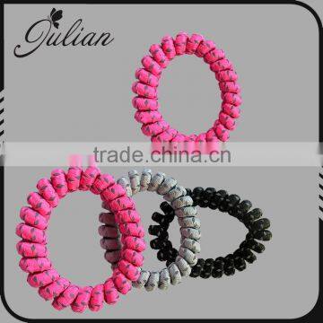 Telephone Wire Hair Band Wrapped Irregular Colorful Zebra Fabric Ponytail Holder Elastic Cord Line Hair Rope FHHTA0016-2
