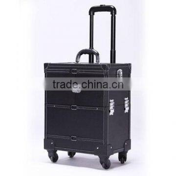 Professional Salon Rolling Cosmetic Train Case Artist Lockable Box