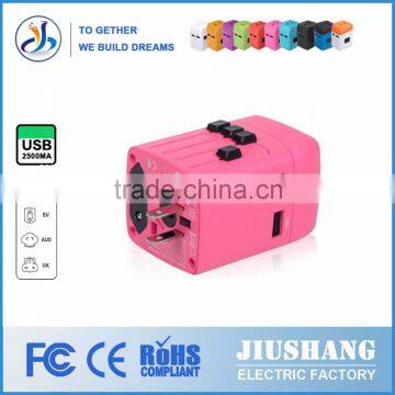 Universal 2 USB 2500MA Promotional World Travel Adapter for Mobile Phone